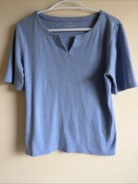 2 for $20. Talbots Women's Blue Notch-Neck Short Sleeve Top